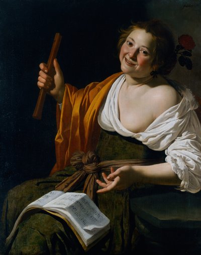 フルートを持つ少女 作： Jan van Bijlert or Bylert